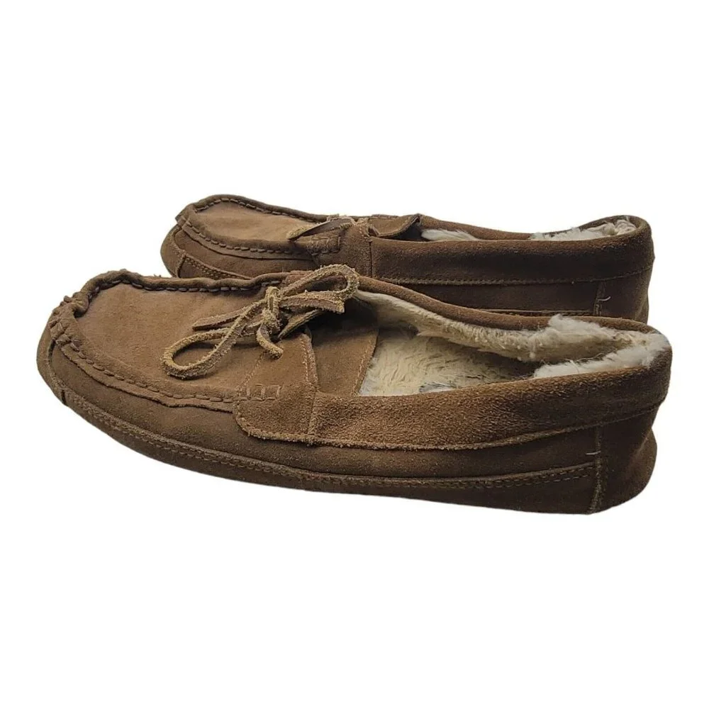 Eddie Bauer Shoes Mens Size 13 Edison Faux Fur Lined Moccasin Suede Slippers - Picture 5 of 11